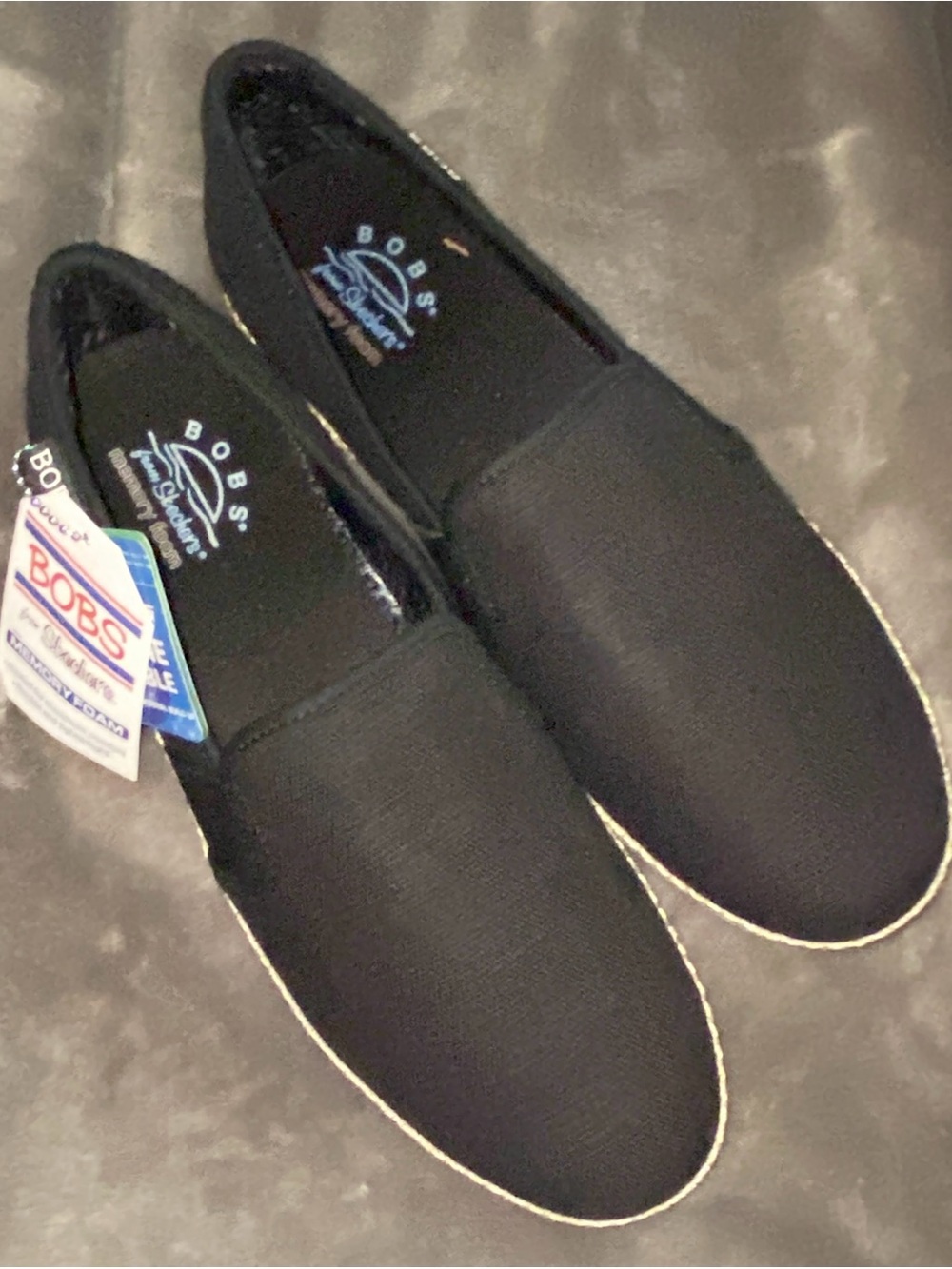 New Skechers BOBS Black Slip-On Canvas Loafers for woman - Picture 1 of 4
